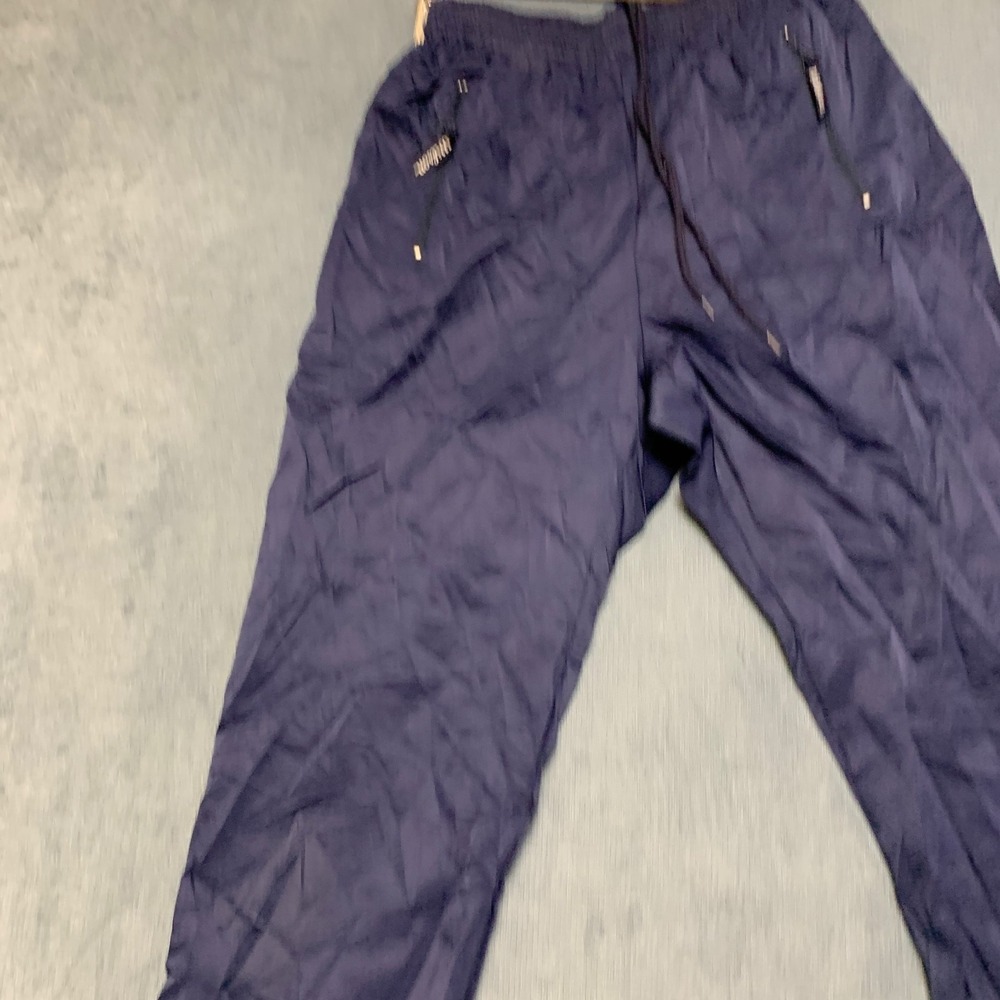 Wilson Athletic Pants Mens Medium Navy Blue Straight Leg Drawstring Zip Pockets - Picture 12 of 15
